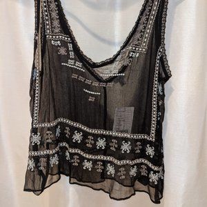 Sheer Embroidered Tank, M